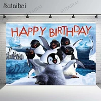 7x5ft winter polar ice snow penguin happy birthday party child custom photo backdrop background vinyl photo booth wallpaper wall