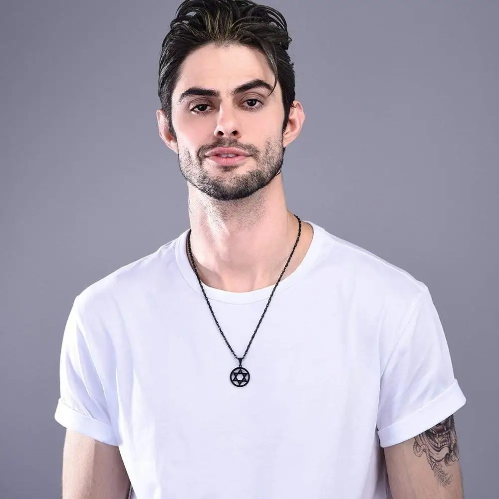 U7 Звезда Давида Цепочки и ожерелья Цвета: черный золотистый серебристый Шарм