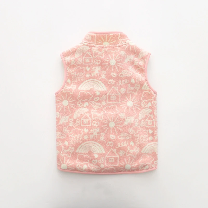 Брендовый Осенний жилет для мальчиков двусторонний флисовый девочек Верхняя