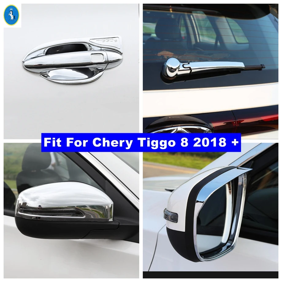 

Chrome Accessories Door Handle Bowl Rearview Mirror Eyebrow Rain Rear Window Wiper Cover Trim Fit For Chery Tiggo 8 2018 - 2022