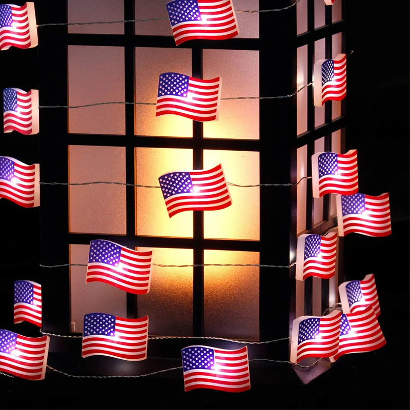 

American Independence Day Decor American Flag Light Led Light String Battery Box Decorative Light Birthday Party Decoration kw14