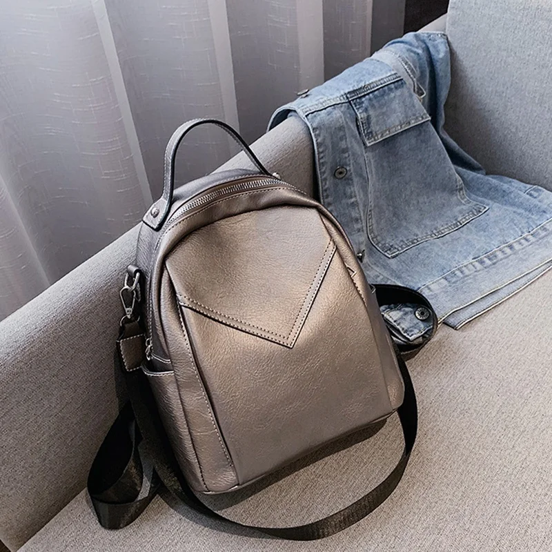 

Soft Leather Ladies Backpack Fashion Simple and Versatile Soft Leather Multi-Purpose Leisure Travel Bag