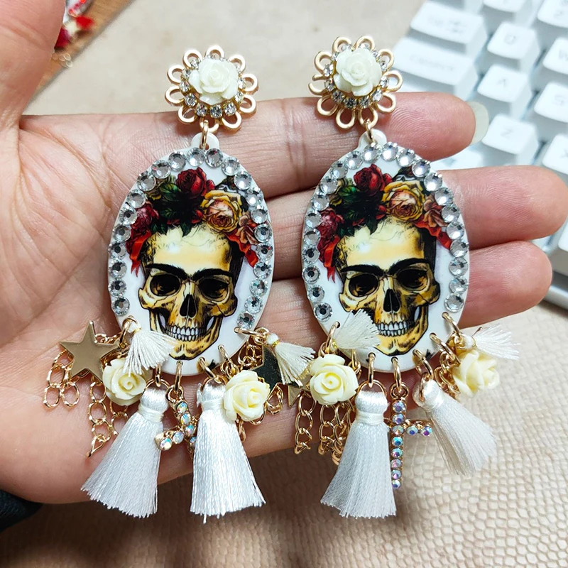 E1292 White Oorbellen серьги с кисточками для Для женщин женские массивные серьги Модные украшения Для женщин длинные Винтаж богемные серьги-капли в подарок уха - Окраска металла: E1292 White