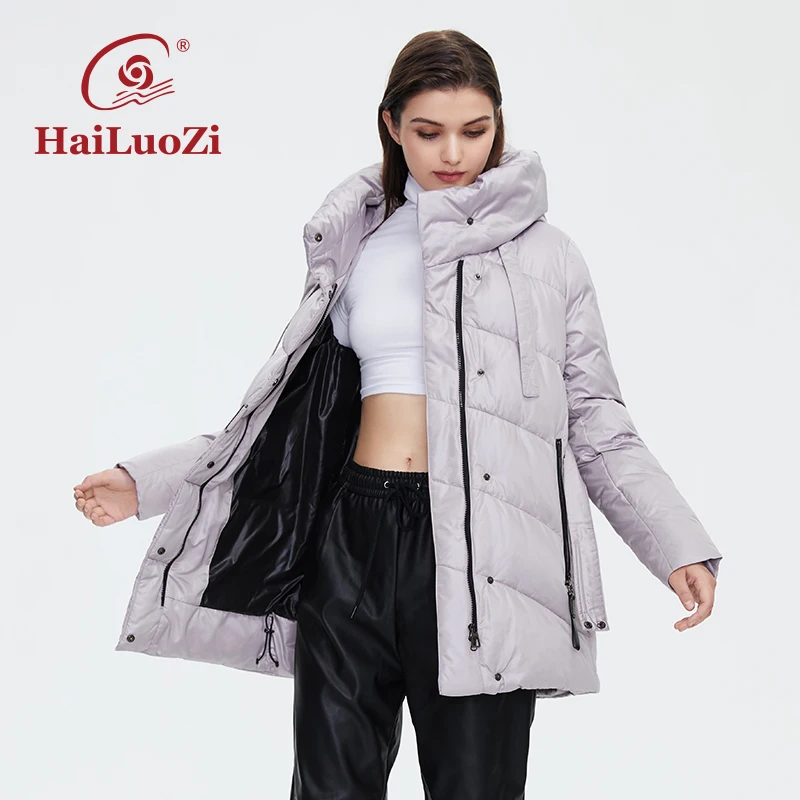 HaiLuoZi 2021 зимнее пальто для женщин короткая модная женская куртка однотонная