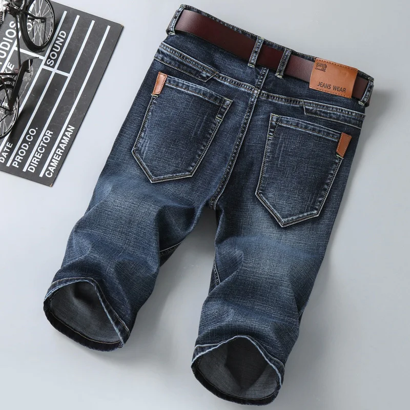 

2021 New Fashion Men's Jeans Homme Slim Straight Summer Classic Casual Shorts Elastic Denim Pants Male