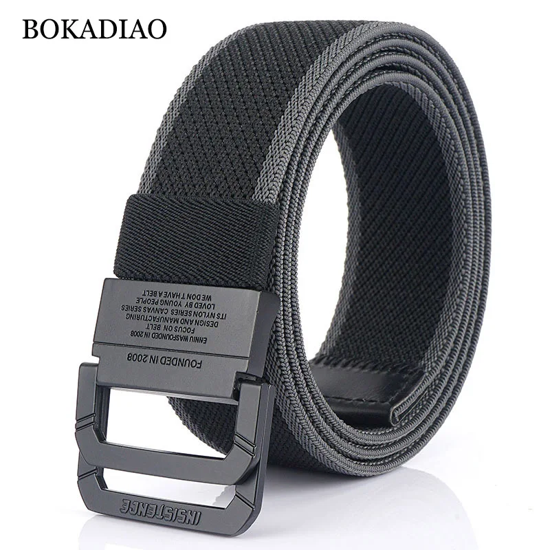 BOKADIAO Men&Women fashion Nylon belt luxury Metal buckle Stretch elastic canvas Belts for men casual jeans Waistband male strap