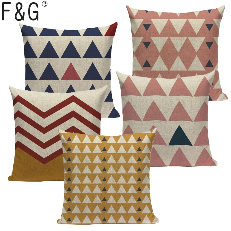 

Colorful Stripe Geometric Lumbar Pillow Cover Outdoor Living Room Sofa Seat Almofada Own Photo Kussenhoes Home Decor Pillowcase