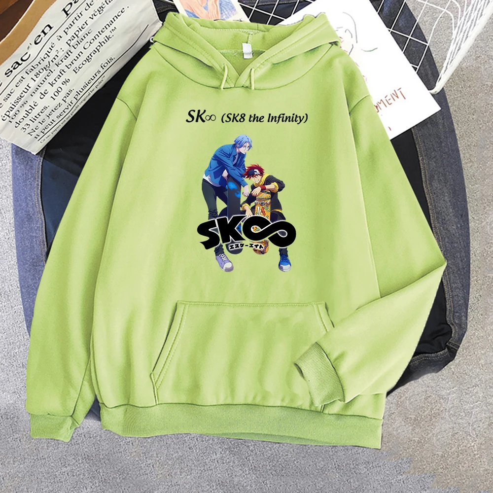 

Anime Cartoon Print SK8 The Infinity Ladies Hoodie Graphic Pullover Spring Casual Velvet Thicken Korean Kawaii Loose Streetwear