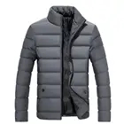 Мужское теплое пальто с воротником-стойкой, однотонная мягкая зимняя куртка на молнии, 2021