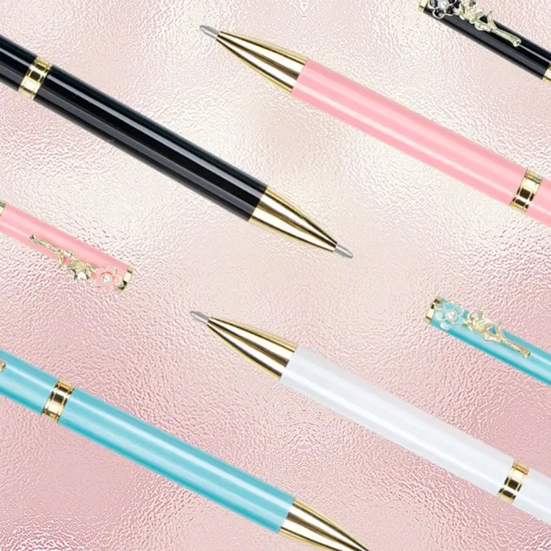 

Metal Imitation Pearl Peach Blossom Ballpoint Pen Flower Signature Writing Tool Stationery School Office Supplies