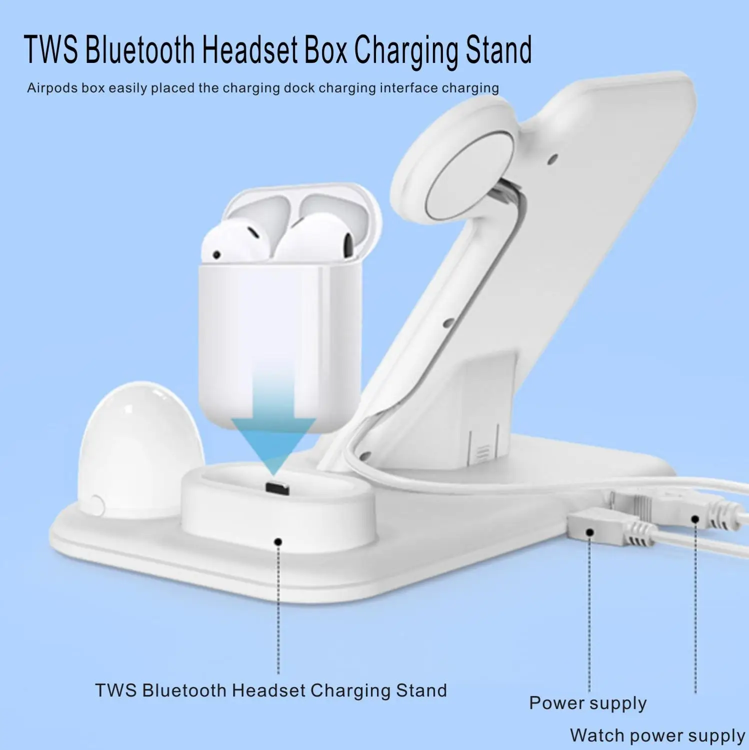 Беспроводное зарядное устройство 4 в 1 для iphone 11 12 X XR Airpods Apple Watch Samsung Xiao