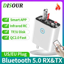 Bluetooth 5.0 Audio Transmitter Receiver EU US Plug QC2.0 Fast Charger APP Control 3.5MM AUX RCA TF/U Play TV Wireless Adapter