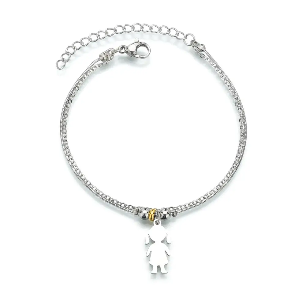 Двухслойный подвесной браслет Goxijite для девочек из нержавеющей стали