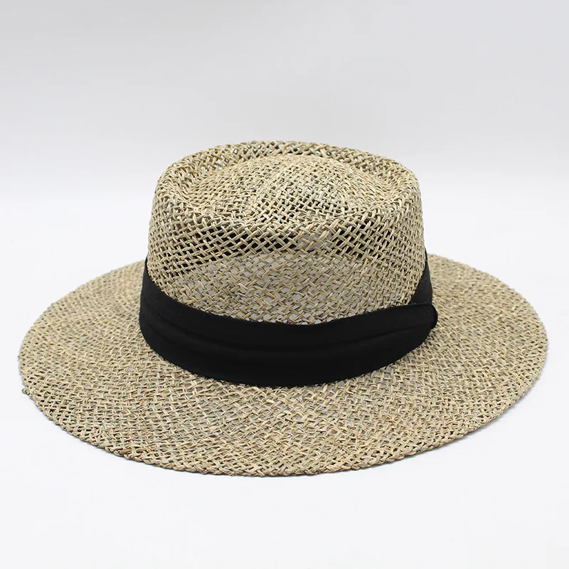 

Classic Long Brim Straw Fedora Hat with Belt Trim Men Women outdoor beach hat travel hat fashion jazz Straw hat