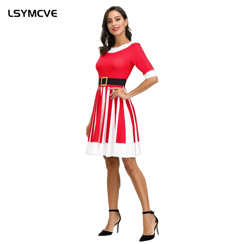 

Neck Vintage Dress Slim Sleeves Winter 2022 Women Christmas Party Dress Nightmare Before Christmas Print Round