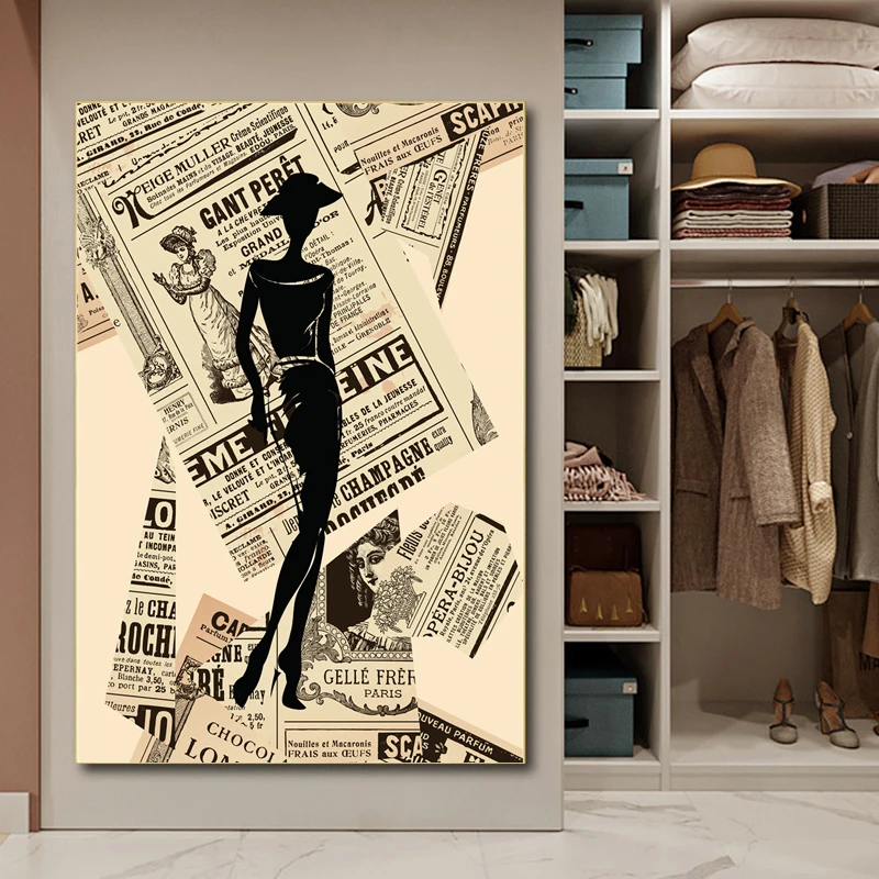 

Retro Fashion Woman Canvas Painting Vintage Wall Art Poster Print Picture for Living Room Interior Home Decoration Cuadros