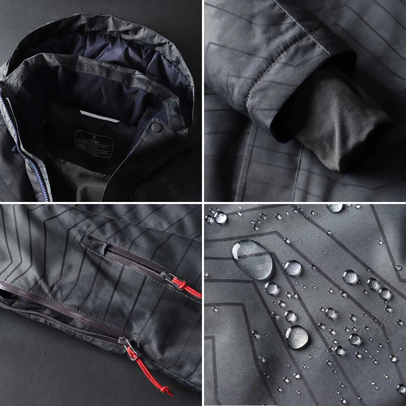 Мужской теплый пуховик с капюшоном повседневный на 2019 белом утином пуху принтом