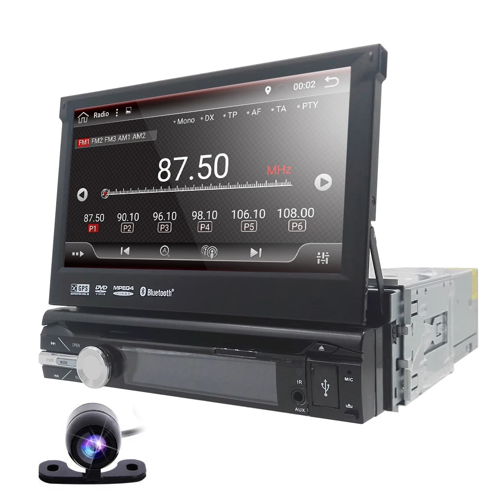 4 ядра 1 din Android 9,0 Универсальное автомобильное радио DVD плеер gps Wi-Fi BT 2 Гб Оперативная память 16 Гб Встроенная память сети рулевое колесо OBD камера