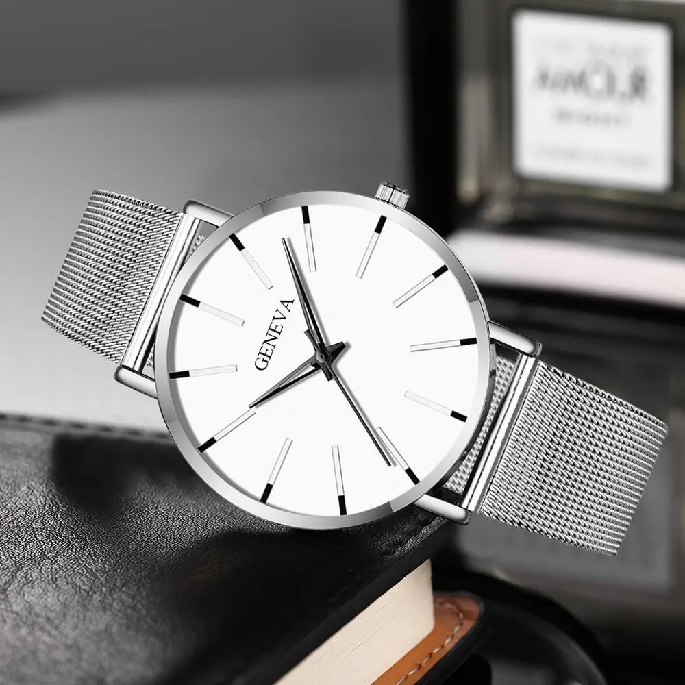 Модные черные золотые мужские часы 2019 люксовый бренд тонкие кварцевые наручные