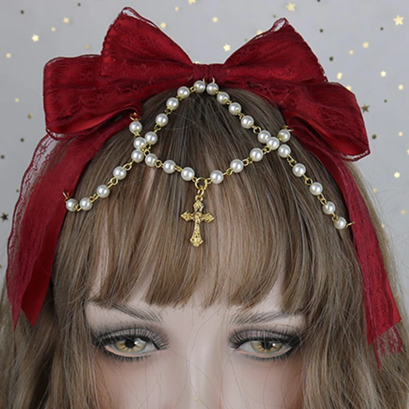 

Lolita Halo Cross Headpiece Gothic Goddess Angel Devil Mary Baroque Headband Anime Cosplay Hair Accessories