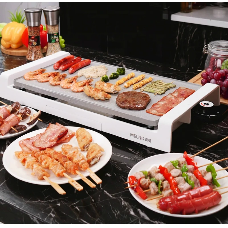 Купить JRM0221 бытовая электрическая сковорода-Гриль Барбекю Сковорода Крытый кастрюля с антипригарным покрытием для барбекю машина бездымного коре...