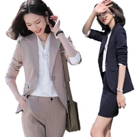 2020 fashion female elegant business pant suits office uniform formal ol long blazer and pants 2 piece set jacket trousers