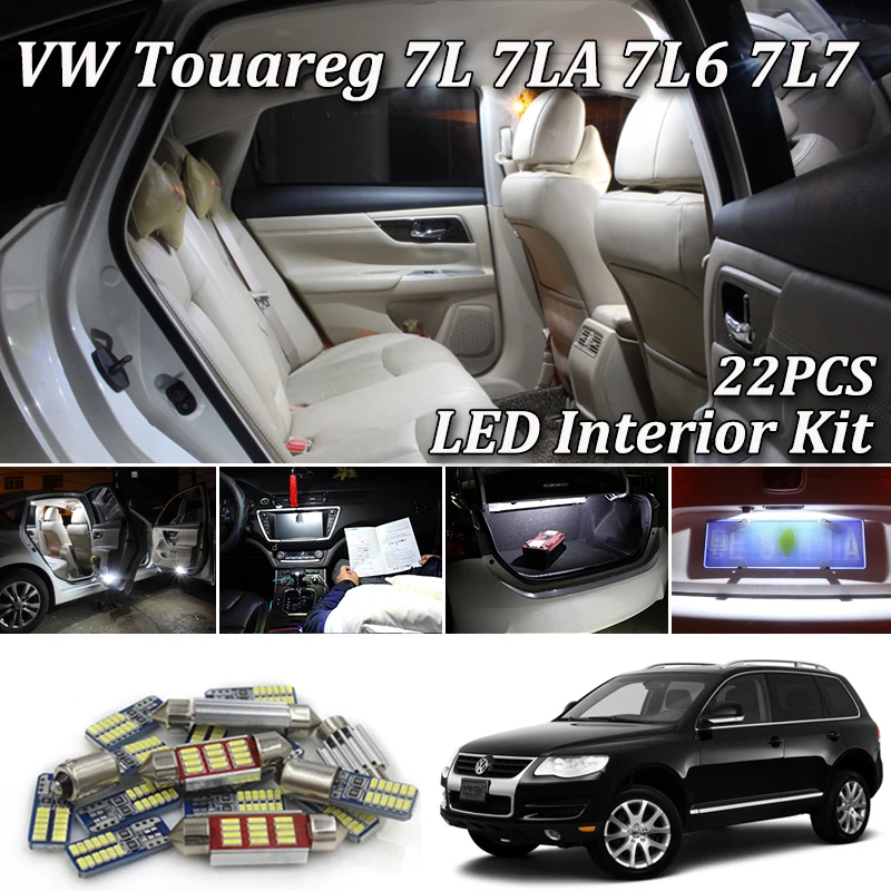 22X белые светодиодные с CANBUS салона комплект ламп для Volkswagen VW Touareg 7LA 7L6 7L7 светодиодный внутренний светильник 2003-2010