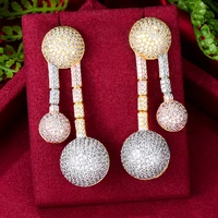 kellybola fashion luxury geometric full cubic zirconia long spherical pendant earrings womens party everyday exquisite jewelry