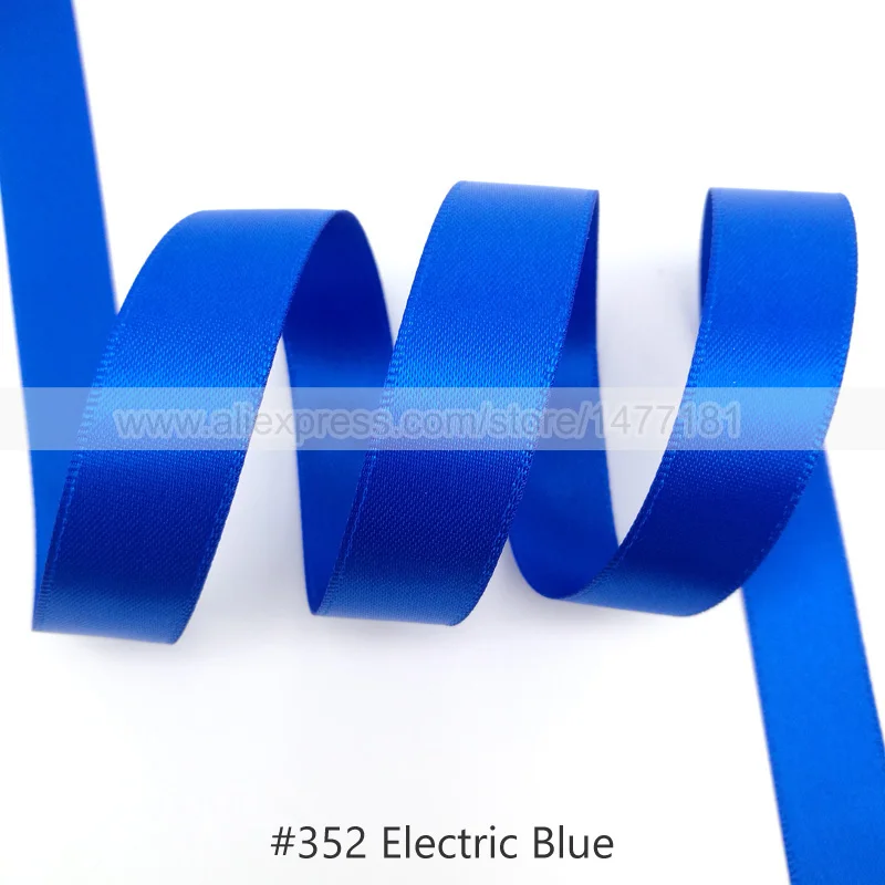 352 Electric Blue 25 Yards) 6 9 16 25 38 50 мм атласная лента Двусторонняя лента высокого качества полиэстер Двусторонняя лента банты изготовление тканей - Цвет: 352 Electric Blue