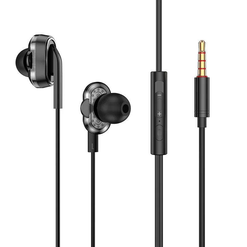 

In Ear Headphones Wired Headset With Microphone Metal Heavy Bass Phone Sport Music Gamer Noise Reduction Quad Core Earbuds A38