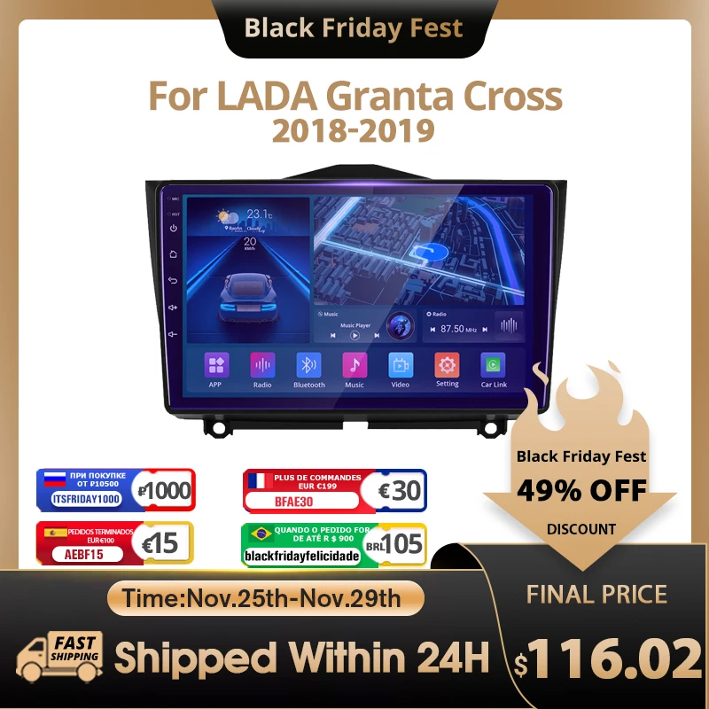 

TIEBRO 2DIN Android 10.0 For LADA Granta Cross 2018 - 2019 Car Radio Multimedia Video Player Navigation GPS Android No 2din Dvd