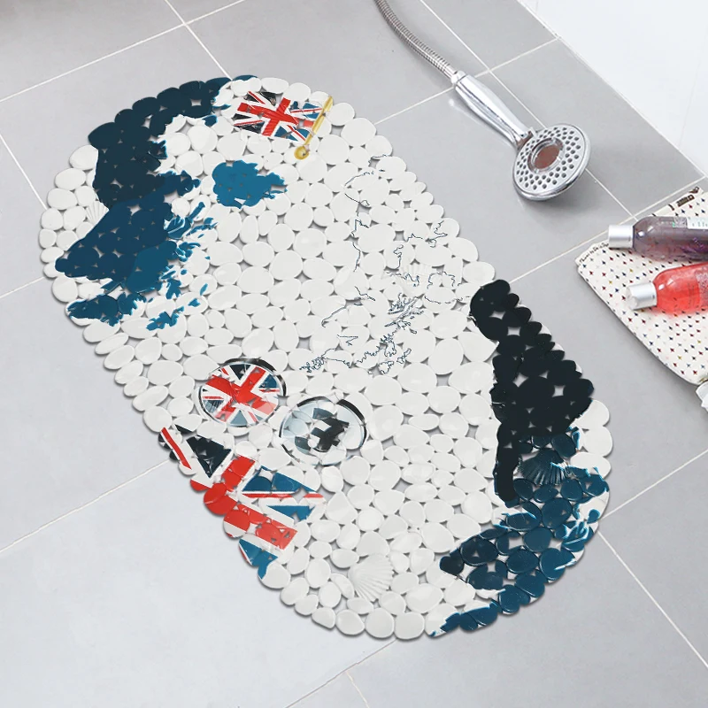 

Bath Mats Free Shipping pvc shower bath mat lighthouse landscape England elk pattern Non Slip floor mat simple bathtub mat