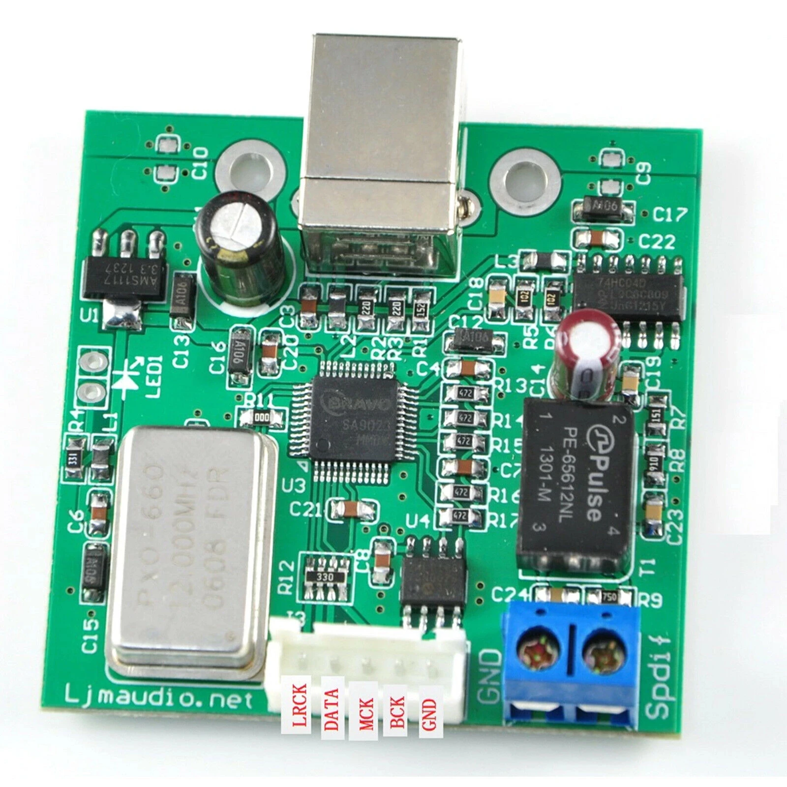 USB к коаксиальному процессору SPDIF I2S чип SA9023 поддержка 24-битной платы выборки 96K |