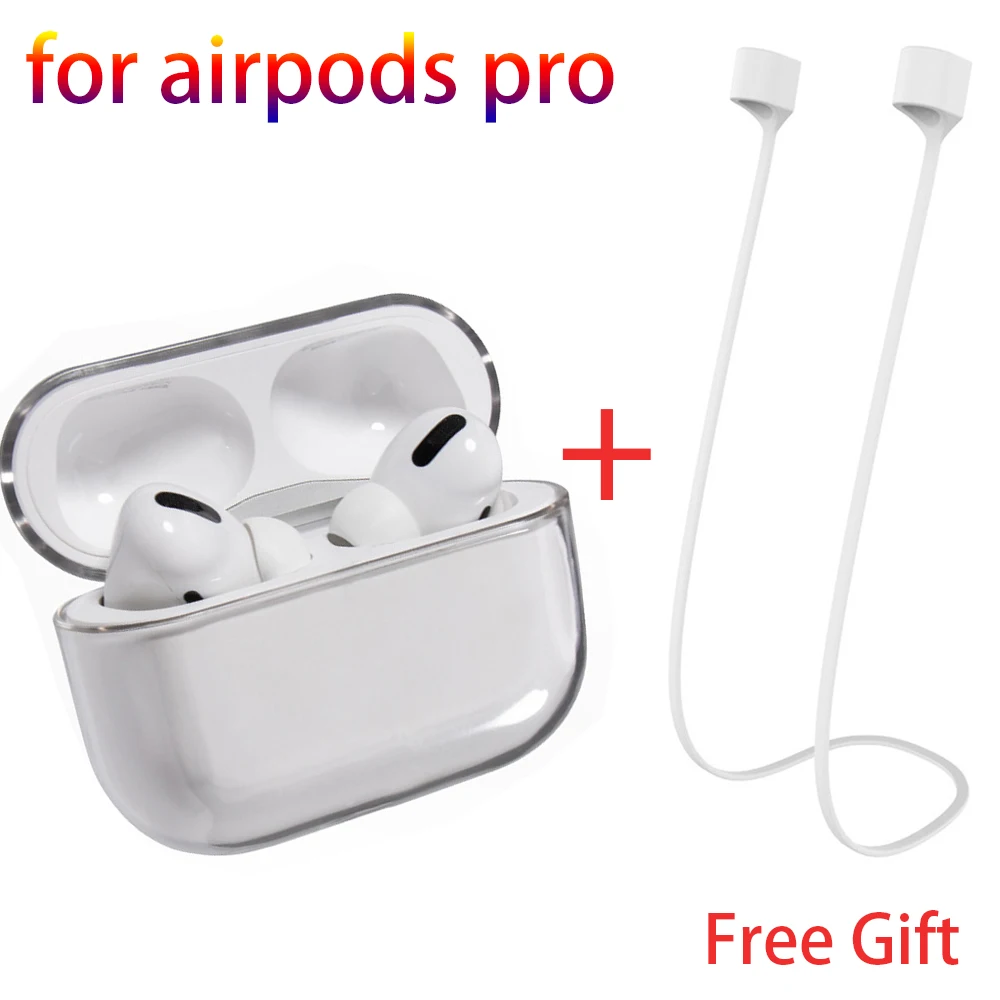Чехол для Apple Airpods Pro, прозрачный защитный чехол для наушников, для AirPods 3, шт., жесткий чехол+ наушники, не теряющаяся веревка - Цвет: Transparent
