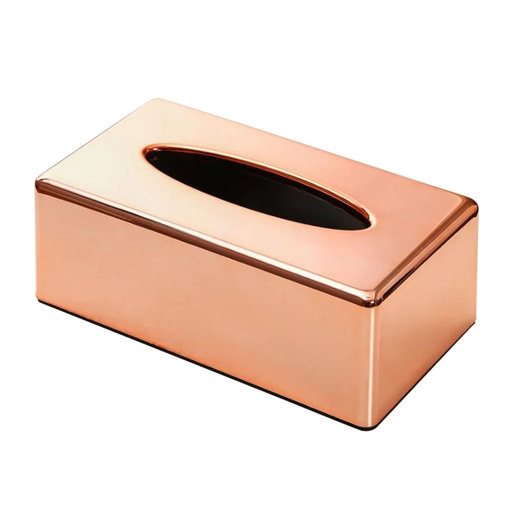 

Rose Gold Facial Tissue Box Cover Holder Home Office Decorative Tissue Box
