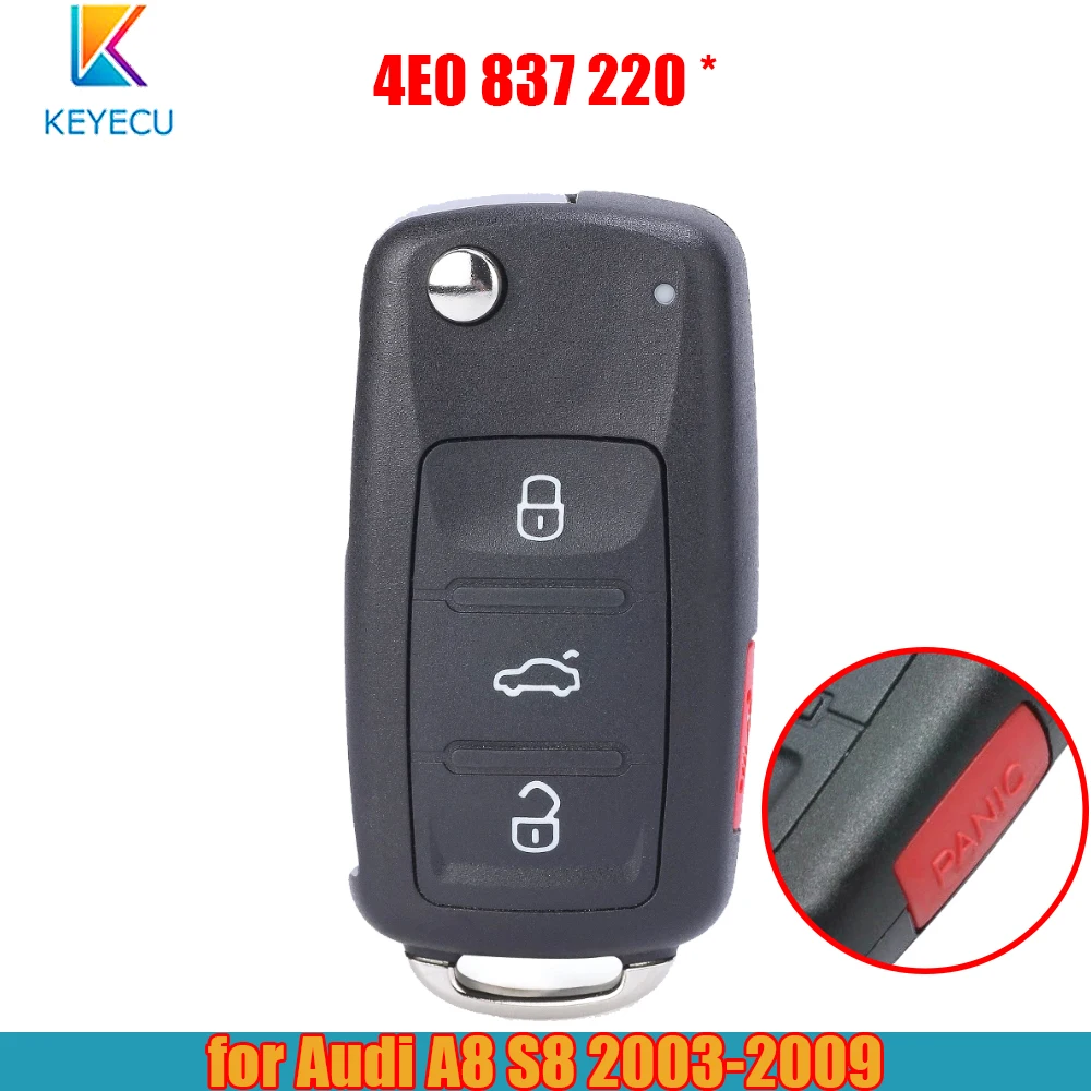 Keyecu 4E0 837 220 B D E L M N J откидной дистанционный ключ с чипом ASK 315/433 МГц 46 для Audi A8 S8 2003 2004