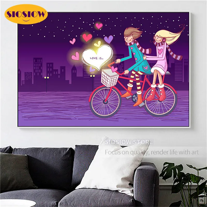 SIOSIOW 5D Diy алмазная живопись Мультяшные парные полный дрель 3D Даймонд Вышивка