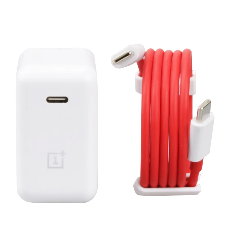 Оригинальное зарядное устройство OnePlus 8 T Warp Charge 65 белое стандарта ЕС и США кабель