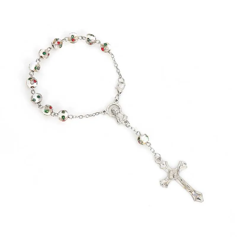 Catholic Luxury Rosary Multicolor Cloisonne Enamel Cross Bracelet. | Украшения и аксессуары