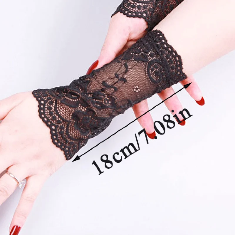 

1Pair Sweet Lace Arm Sleeves Women Summer Sun Protect Gloves Ladies Stretch Sleeve Cover Solid Sweet Sunscreen Short Arm Warmer
