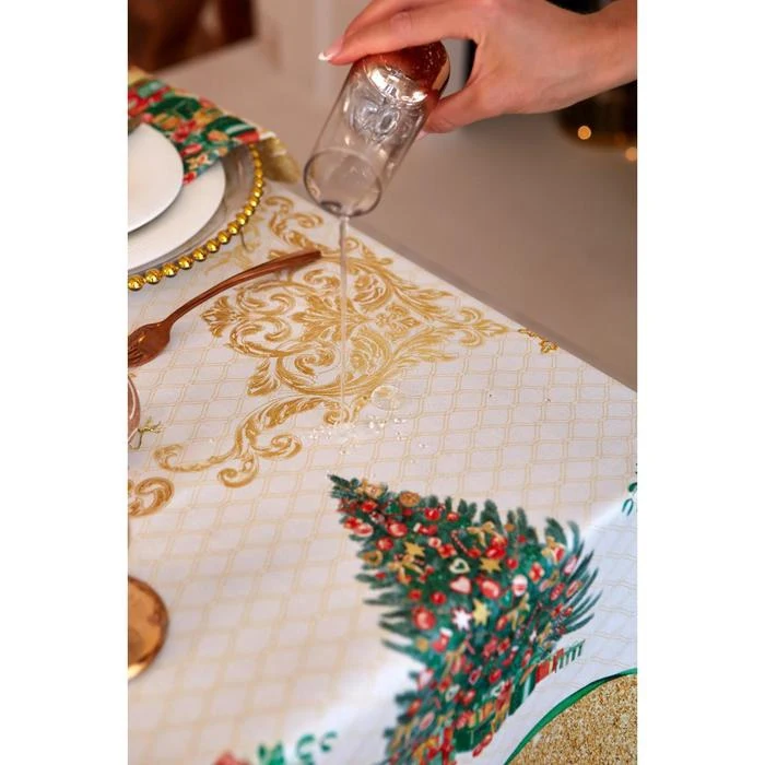Скатерть Этель &quotGolden Christmas&quot скатерть 150*110 +/-2см с ГМВО 100%хл 190г/м2 5072924 | Дом и сад