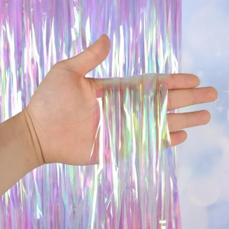 1*2 м Цвет: розовый золотистый Радуга блесток фон фольга с бахромой занавеска