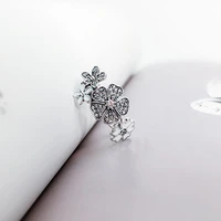 100 925 sterling silver pan ring hot bouquet cherry daisy fashion flower cluster ring for women wedding party fashion jewelry