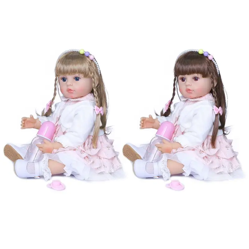 

Реалистичная кукла 55 см, полностью мягкая виниловая игрушка для малышей, Реалистичная игрушка с длинными волосами для девочек, подарок на д...