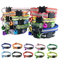 3m reflective nylon cat collar with bell safety adjustable breakaway cat collar puppy dog collar for small pets cat necklace