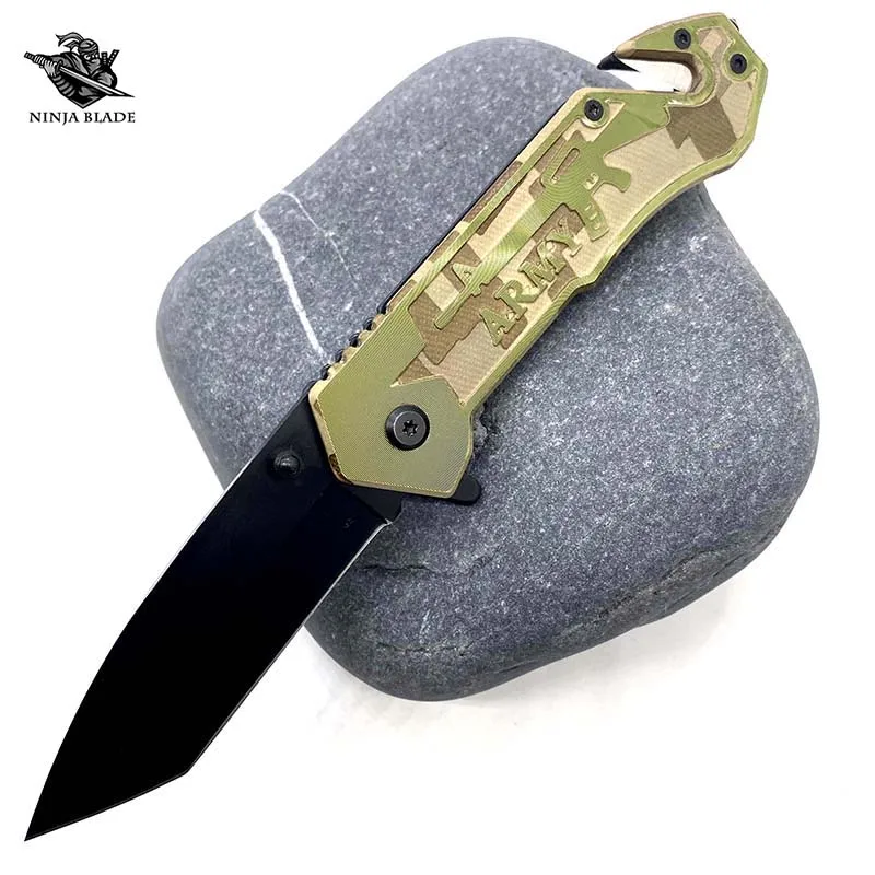 

Stone Wash M4A1 Pattern Camouflage Small Folding Knife Collectible Process 420 Stainless Steel Pocket Knife