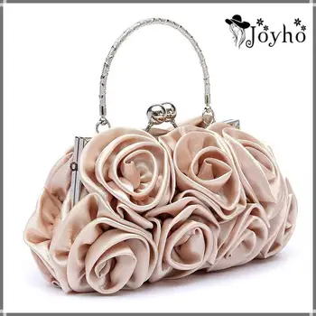 Women Satin Rose Pure Color Handbag Evening Bags Wedding Handbags luxury Handbags Women Bags designer Flower bolsa clutch Bag 1
