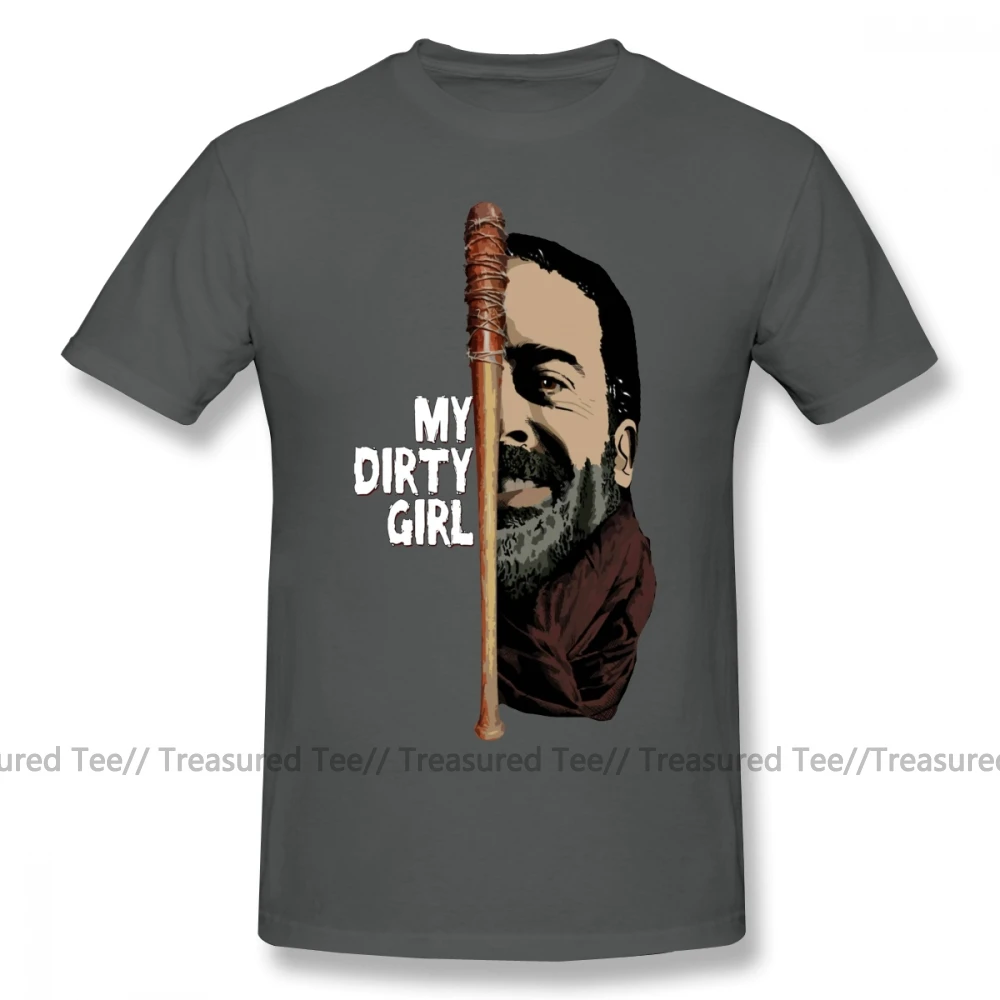 Футболка Negan Look At My Dirty Girl, футболка, модная футболка с принтом, забавная, 4xl, короткий рукав, 100 хлопок, Мужская футболка - Цвет: Dark Grey