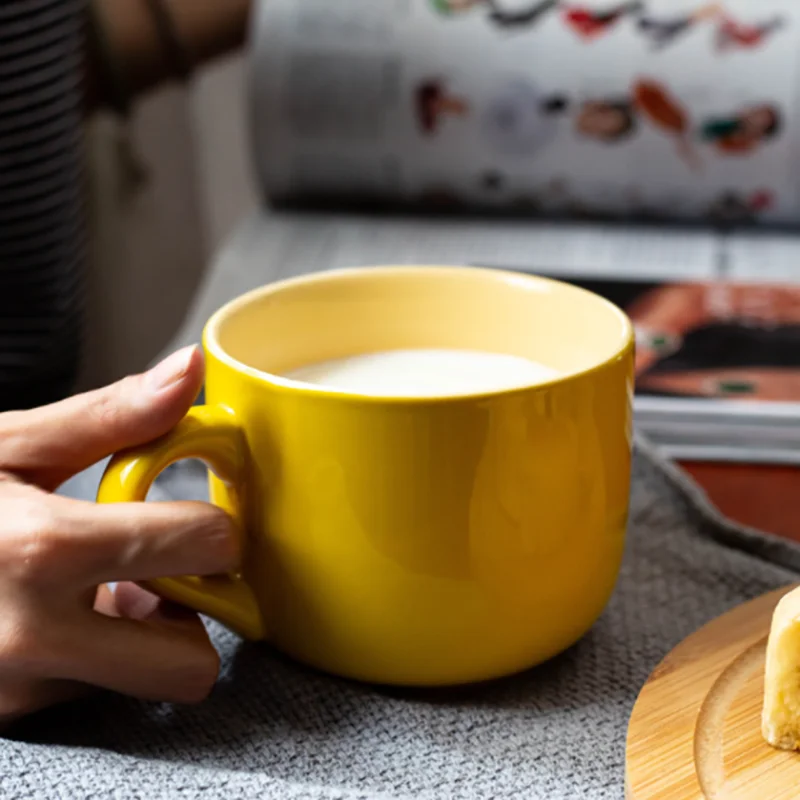 Керамическая большая кружка для завтрака овсянки чая молока чашка большой