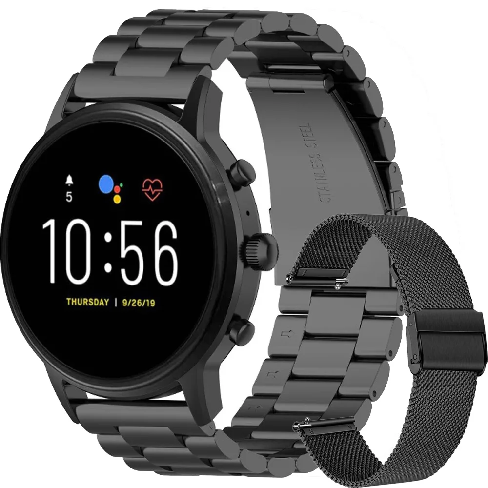 

22MM Stainless Steel Strap For Fossil Gen 5 Carlyle HR/Julianna HR Bands For Fossil Sport 43MM / Q Explorist HR Gen 4 Belt Band